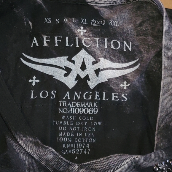 Affliction 100% Cotton Studded T-shirt 2XL, NWT - Picture 3 of 8